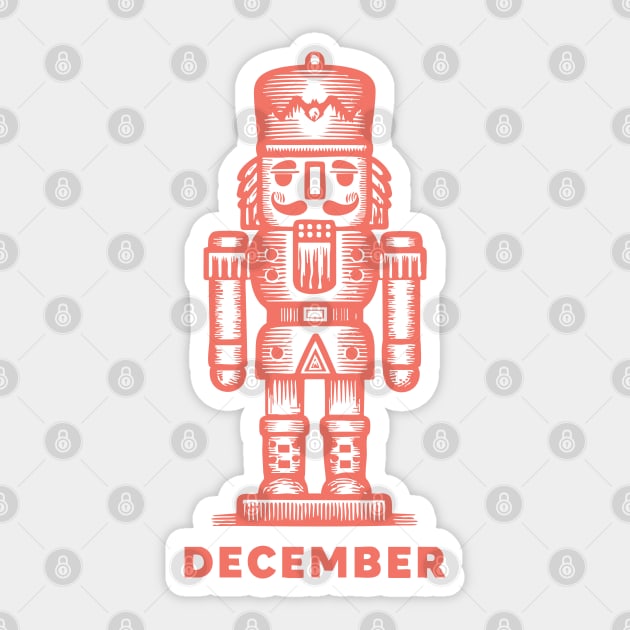Vintage December Nutcracker - Retro Christmas Toy Soldier Sticker by TuncGK